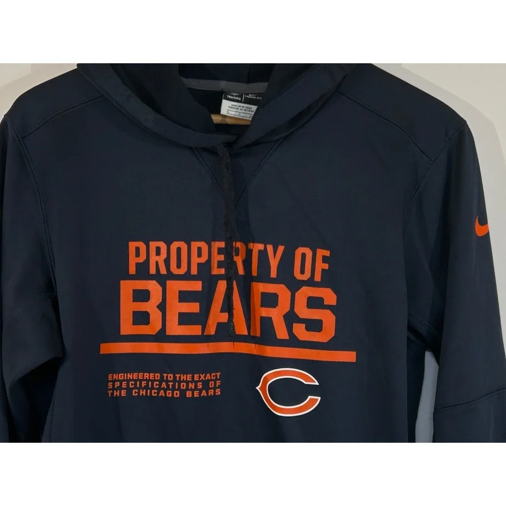 Chicago Bears Hoodie Mens Sz S Blue Nike Engineered  Logo Sweatshirt NFL